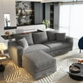 thumbnail image 3 of 82.7 Cloud Couch, Sectional Couches for Living Room, Modern Gray Upholstered Sofa with Deep Seats, Soft Pillows and 1 Ottoman, Convertible Lounge Chair, 3 of 12
