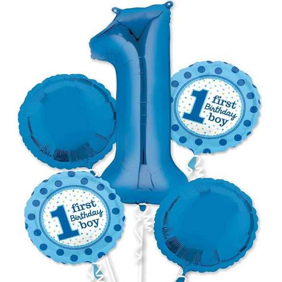 Blue Boy 1st Birthday Foil Balloon Bouquet