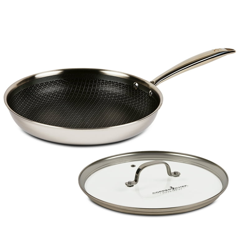 Copper Chef Titan Tri-Ply 8 inch Skillet Fry Pan with Lid, Stainless Steel,  Nonstick, Dishwasher Safe, Oven Safe 