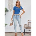 thumbnail image 6 of Womens Fashion Fall Clothes One Piece Cutout Tops short Sleeve Slim Fitted Shirts Tee Tshirts, 6 of 6
