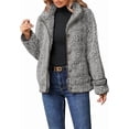 thumbnail image 6 of Women's Fleece Jacket Sherpa Teddy Fleece Coat Button Front Warm Outerwear with Pockets Stand Collar for Fall Winter, 6 of 8