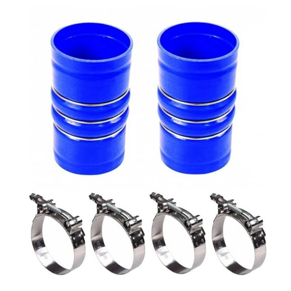 2 of Silicone Blue Hump Hose Pair Charge Air Cooler & Clamps Set 3 1/2" x 6 3/8"