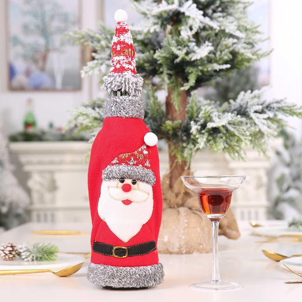 Christmas Wine Bottle Cover Bag Santa Claus Party Ornament Table Decor S 