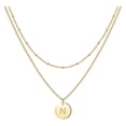 thumbnail image 1 of Corazón de la moda de las mujeres Letra Collar Cadena 26 Circular Doble Capa Cuello, 1 of 5