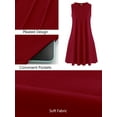 thumbnail image 4 of Chiclily Summer Dresses for Women Loose Sleeveless Pleated Front T-shirt Sundress with Pockets, Burgundy XL, 4 of 7