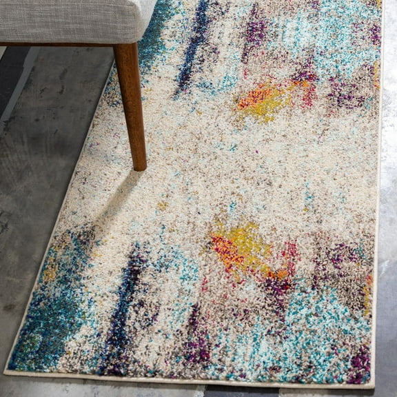 Unique Loom Chromatic Collection Area Rug - Tybee (2' 7" x 12' Runner Beige/Blue)