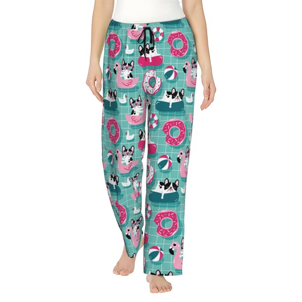 Balery Dogs With Swimming Pantalones de pijama para mujer, pijamas ultraligeros, pantalones de estar por casa-3X-Large