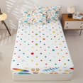 thumbnail image 4 of Castle Fairy Watercolor Summer Beach Tile Zipper Queen Comforter Set with Fitted Sheet and 2 Pillowcases,Turtle Surfboard Flip Flop Seamless Print Zipper Bedding Set,Blue White,Reversible,4 Pieces, 4 of 6