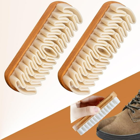 Rubber Shoe Brush Cleaner – 1/2/3PCS Suede & Nubuck Shoe Brush with Soft TPR Crepe Bristles and Wooden Handle, Suede Eraser for Shoes, Leather, Boots & Sneakers