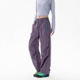 thumbnail image 2 of RUTAYY Women's Cargo Pants Baggy Solid Color with Zipper Pocket Casual Daily Wear Comfortable Breathable Classic Versatile Trousers, 2 of 4