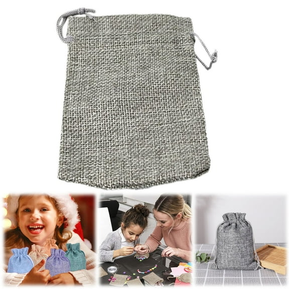 Burlap Bags with Drawstring, Hessian Jute Bags, Linen Jewelry Pouches, Gift Bags Jewelry Pouches Sacks for Wedding Party and DIY Craft, 1 Pcs, 4.72x3.54"