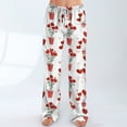 thumbnail image 5 of Hearthz Valentines Day Pj Pants Love Heart Pattern Heart Pj Pants Women Spring Summer Drawstring Straight Leg Lounging Pants for Women, 5 of 7