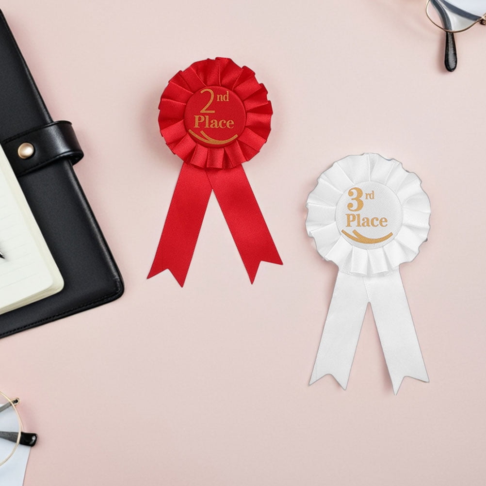 WHAMVOX 9pcs Satin Prize Ribbons for 1st Medal Rosette Badge Set with Pin for School Contests Sports Games Party Awards Graduation Ceremonies