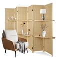thumbnail image 7 of Hofitlead 6 Panel Bamboo Weaving Room Divider,With Display Stand, 6 FT Tall Folding Privacy Screen, (Nature), 7 of 7