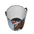 thumbnail image 3 of Goofa Christmas Horse Printed Circular Hamper,Laundry Basket with Handles,Storage Baskets Foldable,Large Capacity Laundry Hamper-Small, 3 of 8
