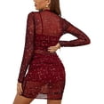 thumbnail image 2 of GFDYREE Robe en Maille pour Femmes Manches Longues Justaucorps 3 Pcs avec Cami Shorts, 2 of 4
