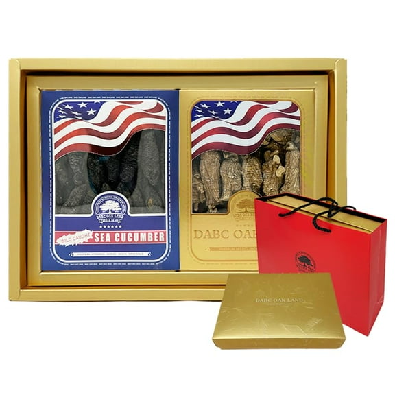 gift boxes include sea cucumber, ginseng, dried scallops, cordyceps flowers, dried longan, fish belly, mushrooms,the best gift for men and women (Gift box, Rock sea cucumber big ginseng)
