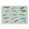 thumbnail image 1 of Fishing Cutting Board, Several Fish Hook Equipment Objects Trolling Angling Netting Gathering Activity, Decorative Tempered Glass Cutting and Serving Board, Small Size, Multicolor, by Ambesonne, 1 of 1