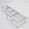 thumbnail image 4 of Desktop Drawer Organizer Waterproof Dustproof Plastic DIY Combination Multi Layer Stackable Drawer Storage Case Striped White 3 Drawers, 4 of 5