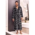 thumbnail image 2 of GFDYREE Men's Warm Fleece Robe with Hood, Plaid Big and Tall Bathrobe, 2 of 7