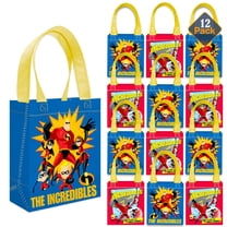 Incredibles Party Favor Bags Set – 12 Pack 8" Disney Goodie Bags for Kids Bulk Reusable Mini Totes | Disney Incredibles Birthday Party Supplies