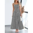 thumbnail image 4 of PRETTYGARDEN Women's Summer Spaghetti Strap Maxi Dresses Plaid Square Neck A Line Casual Beach Vacation Long Sundress, 4 of 8