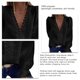 thumbnail image 5 of Blusa de manga larga con escote en V y encaje para mujer, camisa informal elegante de color negro liso para citas, XXL, 5 of 6