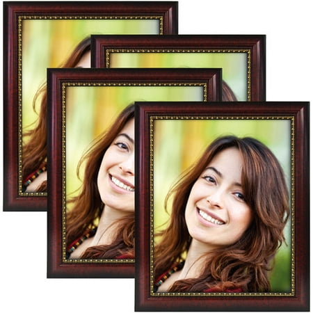 4pk 8x10 Mahogany with Gold Trim Picture Frame