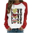 thumbnail image 1 of Qiopertar Imprimé de la Saint-Valentin pour Femmes Mode Décontractée Col Rond Manches Longues Pull Chandail en Molleton Haut Chemisier Liquidation Livraison Gratuite à Moins de 5$ jusqu'à 90 % de Réduction, 1 of 3