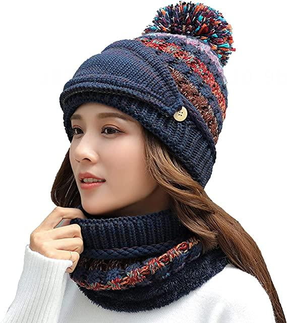shuwee Fleece Lined Women Knit Beanie Scarf Mask Set for Girl Winter