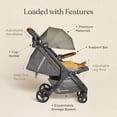 thumbnail image 3 of Ergobaby Metro+ Deluxe Compact Baby Stroller, Lightweight Umbrella Stroller Folds Down for Overhead Airplane Storage (Carries up to 50 lbs), Car Seat Compatible, Skyline Shadow, 3 of 5