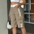 thumbnail image 4 of Hvogkswy Cargo Shorts Women, Elastic Button Zipper Waist Straight Leg Shorts with Multi Pockets Soft Loose Summer Casual Cargo Shorts, 4 of 6