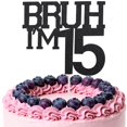 thumbnail image 1 of Cake Topper Penitue Brush I'm 15 Black Glitter Birthday, 1 of 7