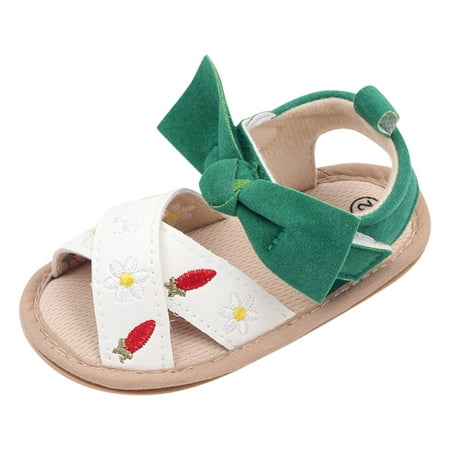 

NIUREDLTD Summer Kids Toddler Shoes Girls Sandals Open Toe Breathable Hook Loop Flower Carrot Pattern Size 13