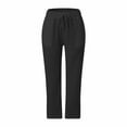 thumbnail image 4 of Women's Casual Pants Women High Waist Pants Pants With Pockets Wide Leg Cropped Pants For Women,Black Women's Casual Pants XXL, 4 of 7