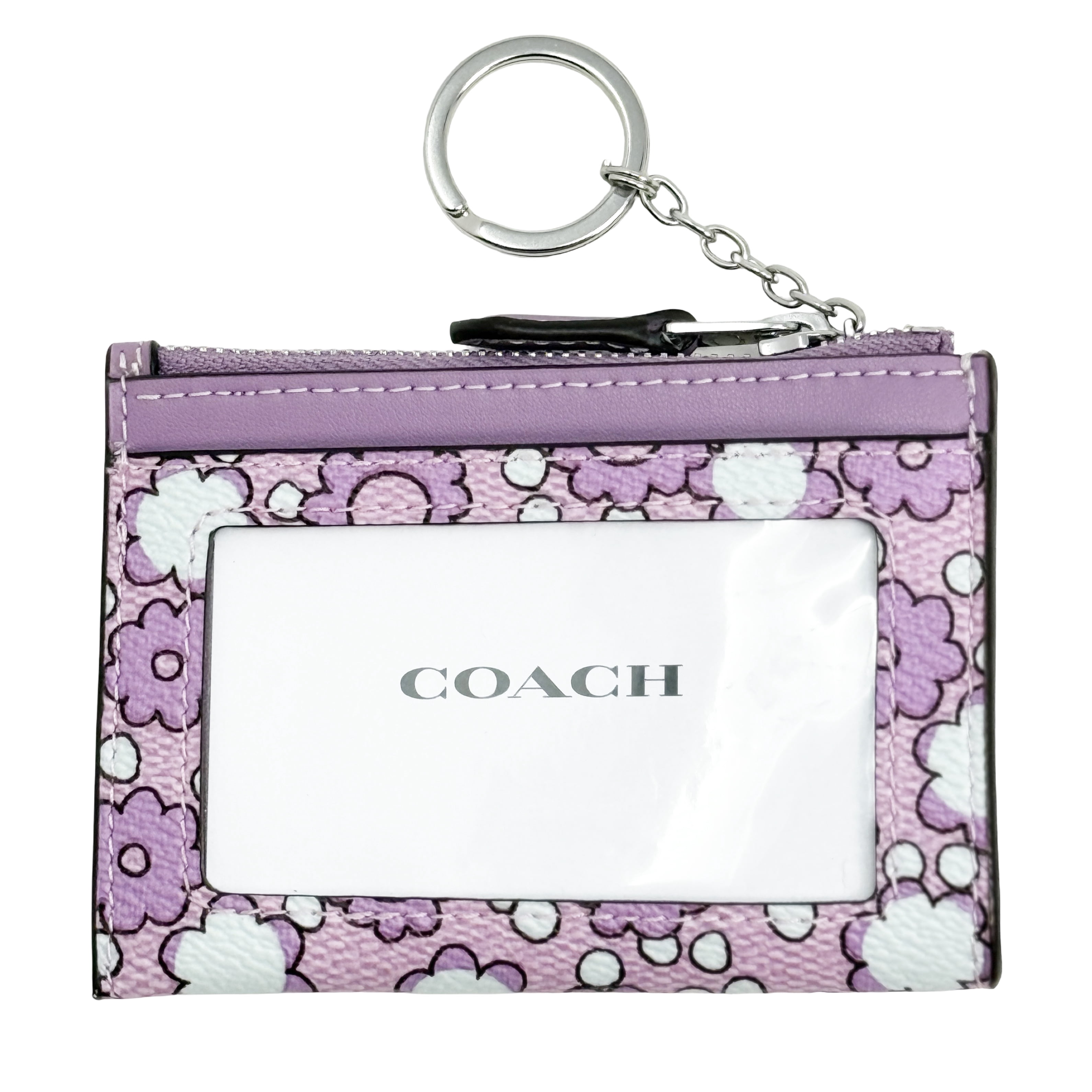 Coach Women's Mini Skinny Zip Id Card Case with Floral Print (Lily