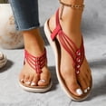 thumbnail image 4 of HomeDM Women's Flat Sandals Summer Bohemian Flip Flop Casual Comfort Elastic Ankle Strap Dressy Beach Sandals, Red Size 8.5, 4 of 9