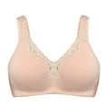 thumbnail image 4 of LEEYNEER Women‘s Cotton Full Coverage Wirefree Non-padded Lace Plus Size Bra 32DD, 4 of 6