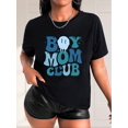 thumbnail image 1 of Camiseta de verano para mujer con Cuello RedondoVibrant Alphabet, Chic Blue Ombre Letter Print Women's T-Shirt - Casual Crew Neck, Short Sleeve, Breathable Polyester, Machine Washable - Perfect for, 1 of 8