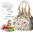 thumbnail image 4 of Pioneer Flower Drawstring Lunch Bag Women - Drawstring Lunch Bag Insulated for Work Office - Stain-Resistant Large Lunchbags for Women with Multi-Pockets, 4 of 6