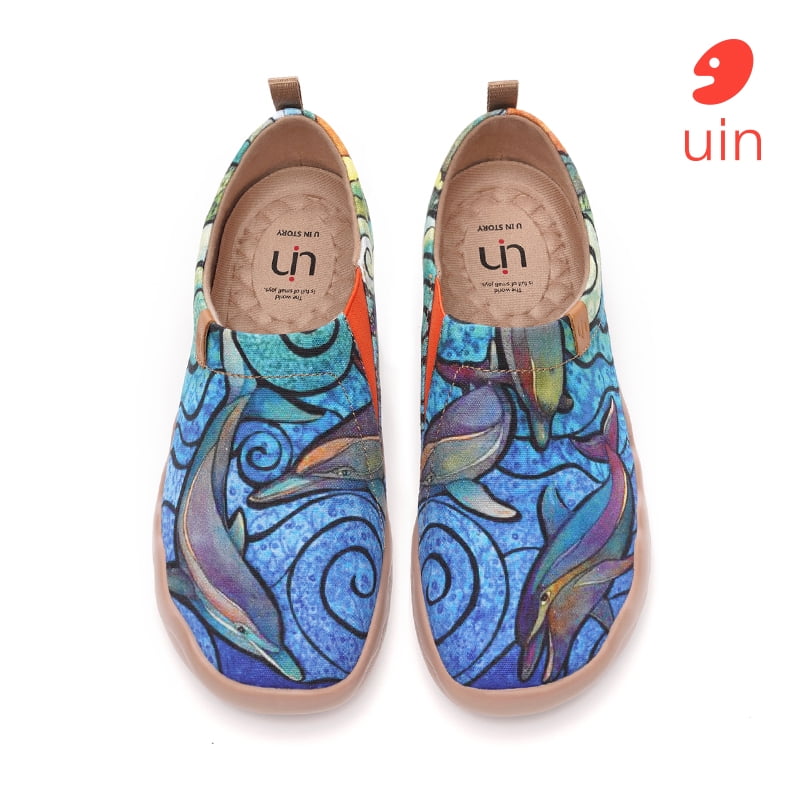 UIN Women's Flats Canvas Lightweight Slip Ons Sneakers Walking Casual Art Painted Travel Shoes Secret Garden