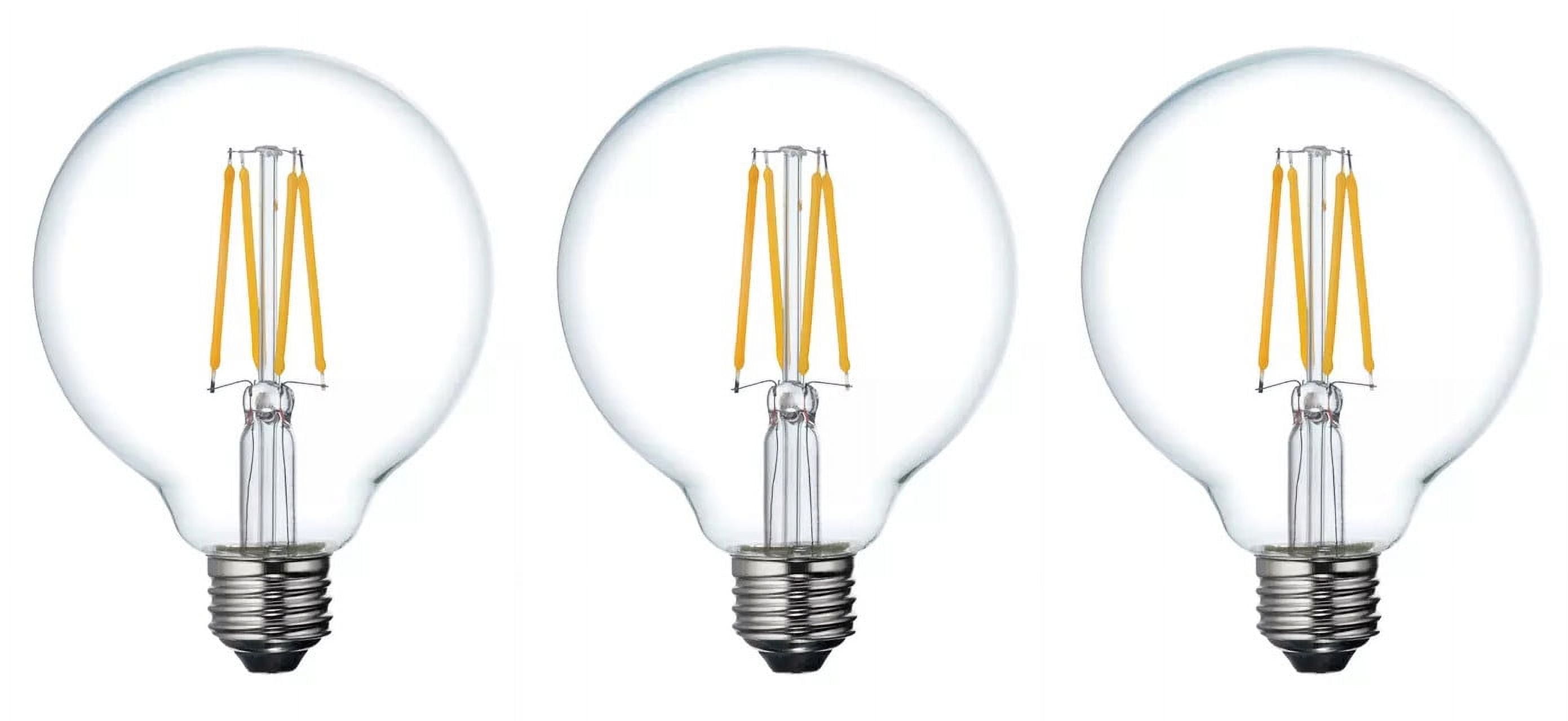 (3 bulbs) GE Relax LED G30 Vanity Globe, soft white,  6 watt,  500 lumen, 2700K Dimmable LED Light Bulb, medium base