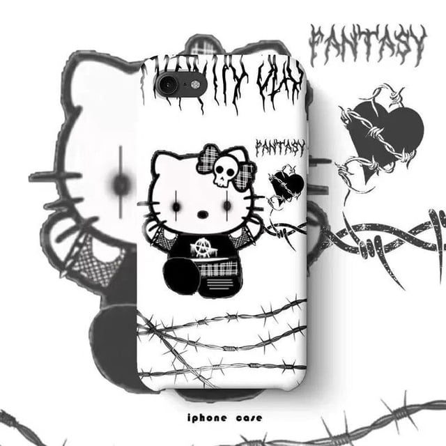 Funda de teléfono Hello Kitty para IPhone 11, 12, 13 Pro, XS, Max, XR, X, 7, 8Plus, carcasa de silicona suave transparente de Anime de dibujos animados oscuros