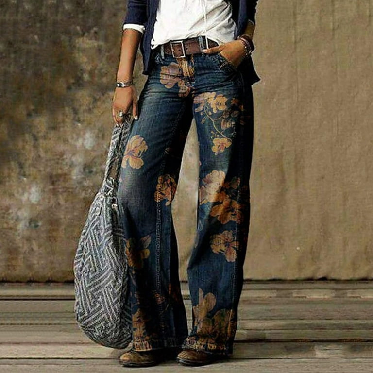 Women Jeans Long Casual Printed Pants Fashion Pants Pants for