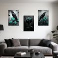 thumbnail image 2 of ZHONGYUTONG Gothic Canvas Wall Art Set of 3 Crow and Rose Art Prints Dark Goth Pictures Halloween Black Crow Painting for Bedroom Bathroom Home Decor Framed (16.00" x 24.00" x 3PCS), 2 of 5