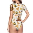 thumbnail image 4 of Naloa Cute Bee Honey Jar Hive Bear Women's Short-Sleeved Onesie, One-Piece Swimsuit for Parties, dates, clubs - Large, 4 of 9