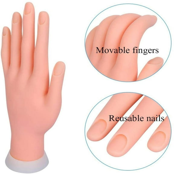 Oefntac Toy Soft Plastic Bendable Training Finger Nail Manicure Practice Flexible Removable Ideal for Beginners Simulation Human Hand Home