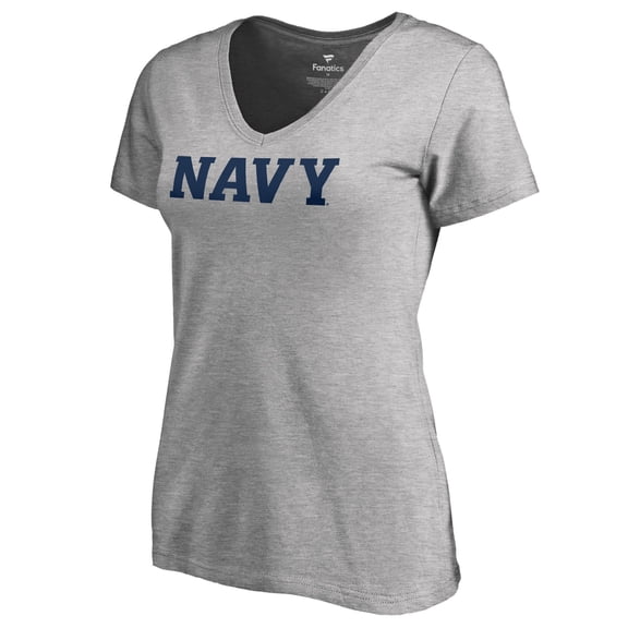 Women's Ash Navy Midshipmen Military Wordmark T-Shirt