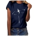thumbnail image 1 of WEIYLL T-Shirts pour Femmes à Imprimé de Lettres, Col Rond, Manches Courtes, Tunique, T-Shirt Bleu Marine, Tailles M, 1 of 4