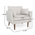 thumbnail image 3 of Christopher Knight Home Modern Upholstered Accent Chair with 2 Pillows, Solid Wood Legs, Beige, 3 of 9